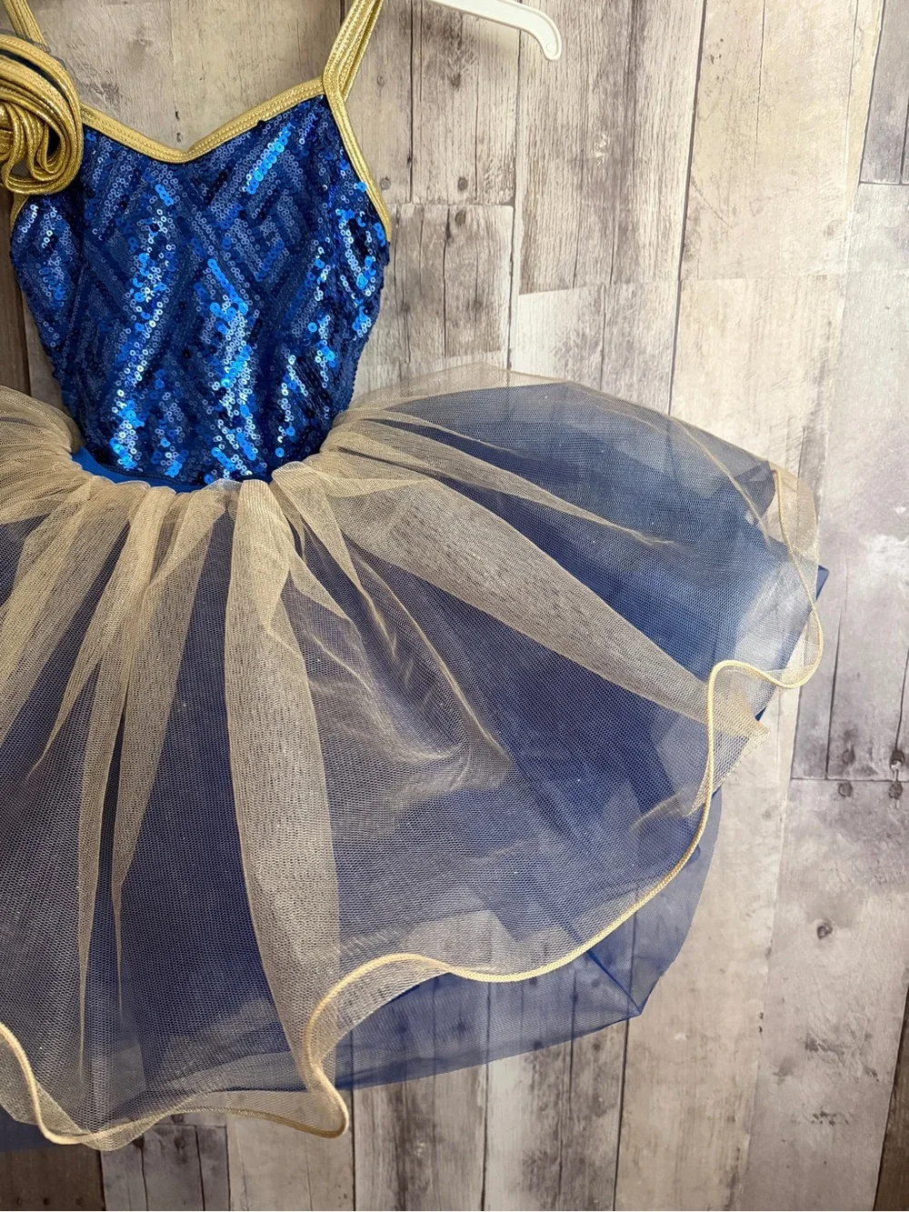 Blue and Gold Sequin Tutu Dress for Girls - Kids Dance Costume